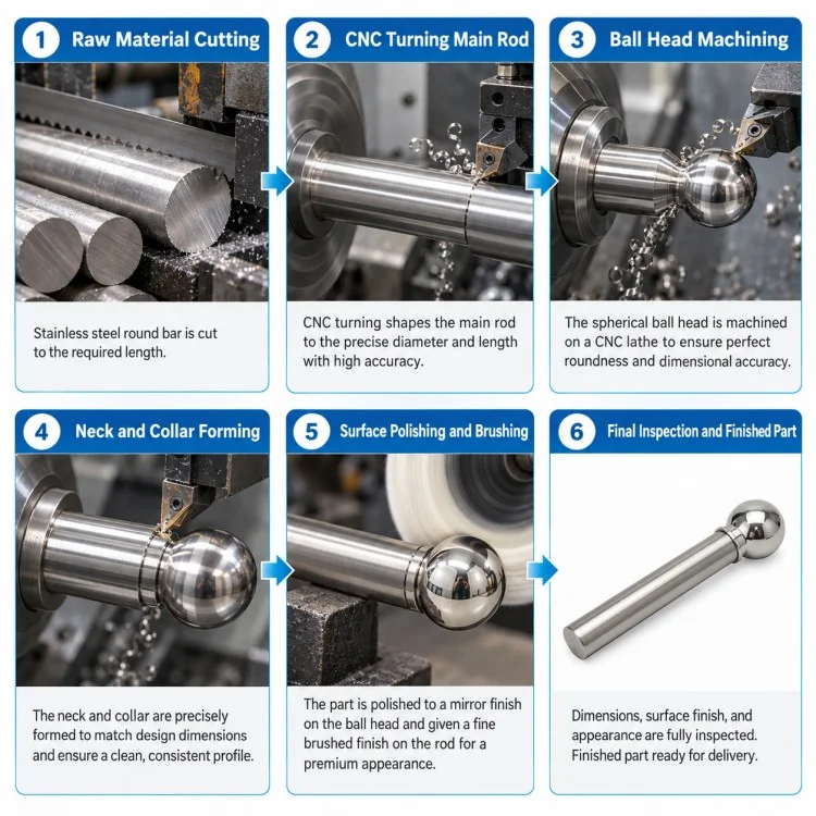 CNC Machined Ball Head Rod